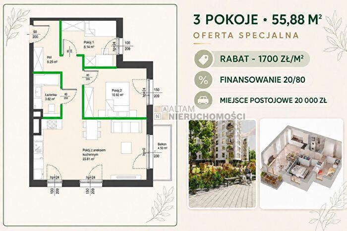 Mieszkanie 3-pokojowe na sprzedaż, Kraków