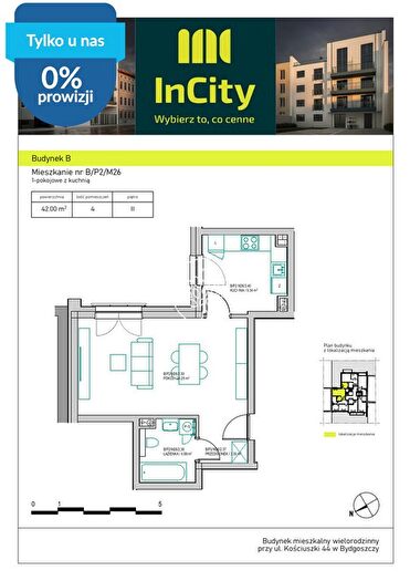 Mieszkanie 2-pokojowe na sprzedaż, Bydgoszcz – Tadeusza Kościuszki