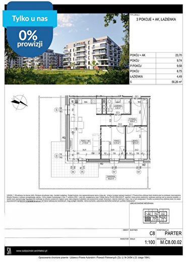 Mieszkanie 3-pokojowe na sprzedaż, Bydgoszcz – Fordońska