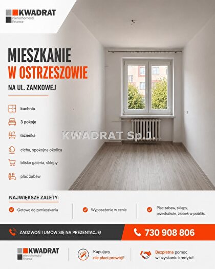 Mieszkanie 3-pokojowe na sprzedaż, Ostrzeszów