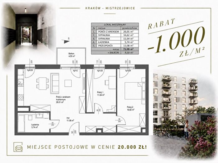 Mieszkanie 3-pokojowe na sprzedaż, Kraków
