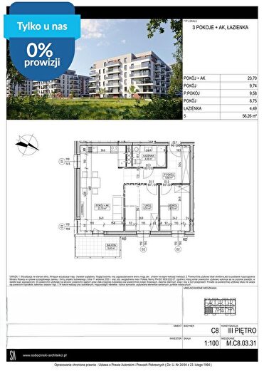 Mieszkanie 3-pokojowe na sprzedaż, Bydgoszcz – Fordońska