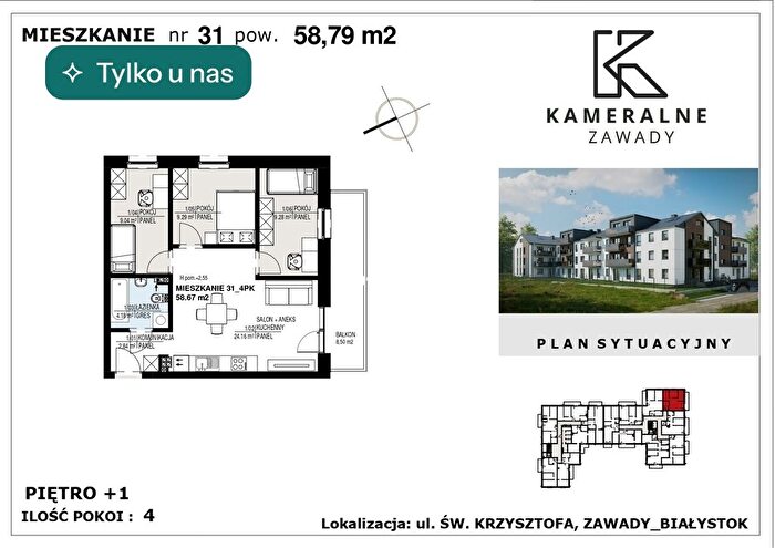Mieszkanie 4-pokojowe na sprzedaż, Białystok