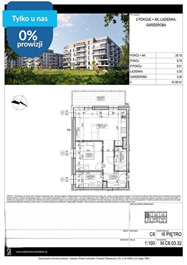 Mieszkanie 2-pokojowe na sprzedaż, Bydgoszcz – Fordońska