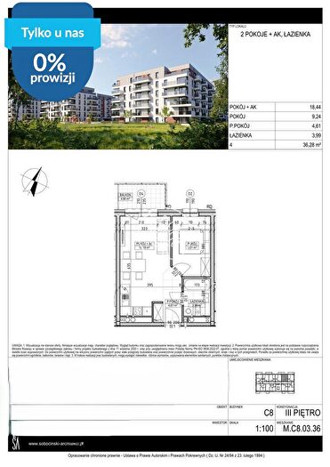 Mieszkanie 2-pokojowe na sprzedaż, Bydgoszcz – Fordońska