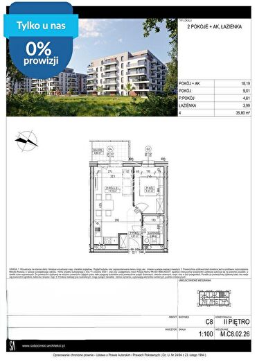 Mieszkanie 2-pokojowe na sprzedaż, Bydgoszcz – Fordońska