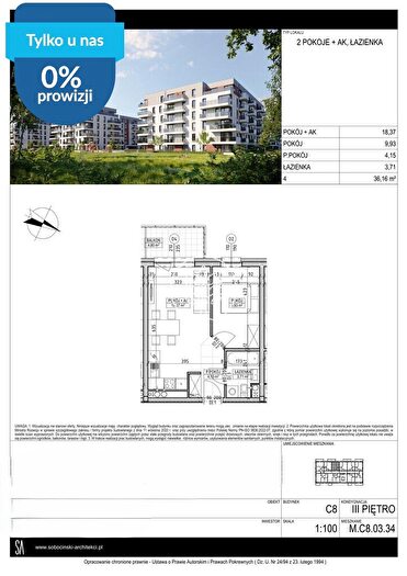 Mieszkanie 2-pokojowe na sprzedaż, Bydgoszcz – Fordońska