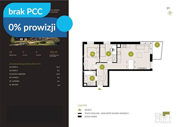 Mieszkanie 3-pokojowe na sprzedaż, Bydgoszcz – Mińska
