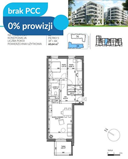 Mieszkanie 3-pokojowe na sprzedaż, Bydgoszcz – Sandomierska