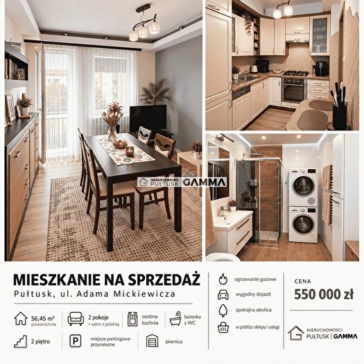 Mieszkanie 2-pokojowe na sprzedaż, Pułtusk – Adama Mickiewicza VA36/