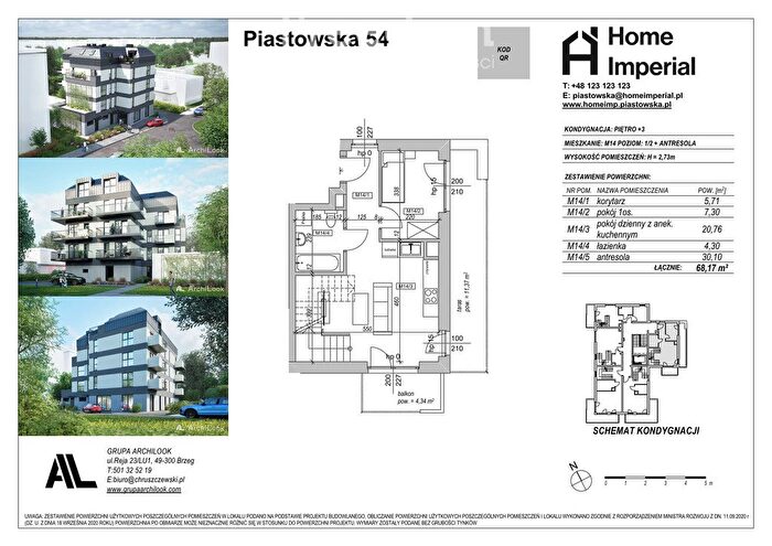 Mieszkanie 3-pokojowe na sprzedaż, Brzeg