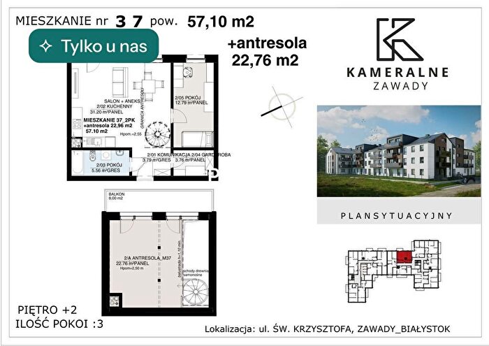 Mieszkanie 3-pokojowe na sprzedaż, Białystok