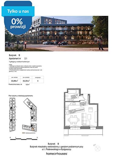 Mieszkanie 1-pokojowe na sprzedaż, Bydgoszcz – Ignacego Paderewskiego