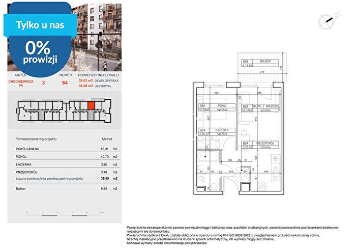 Mieszkanie 2-pokojowe na sprzedaż, Bydgoszcz – Jana Karola Chodkiewicza
