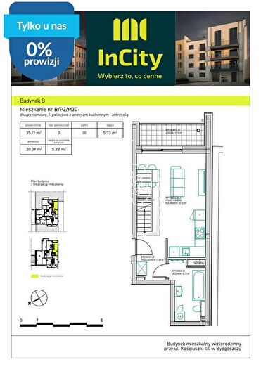 Mieszkanie 1-pokojowe na sprzedaż, Bydgoszcz – Tadeusza Kościuszki