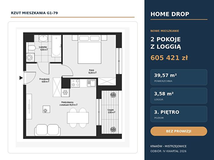 Mieszkanie 3-pokojowe na sprzedaż, Kraków – Osiedle Piastów