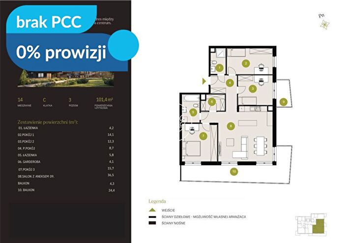 Mieszkanie 4-pokojowe na sprzedaż, Bydgoszcz – Mińska