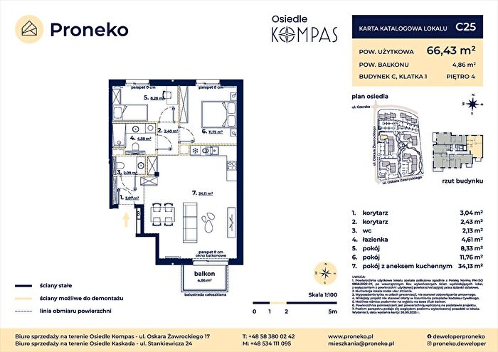 Mieszkanie 3-pokojowe na sprzedaż, Gdańsk – Oskara Żawrockiego