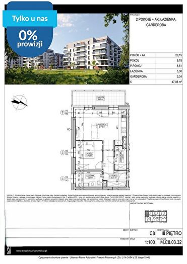 Mieszkanie 2-pokojowe na sprzedaż, Bydgoszcz – Fordońska