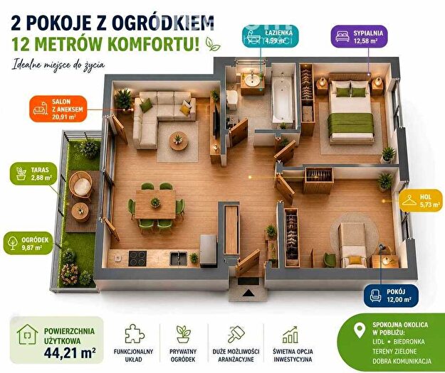 Mieszkanie 2-pokojowe na sprzedaż, Warszawa – Trzcinowa