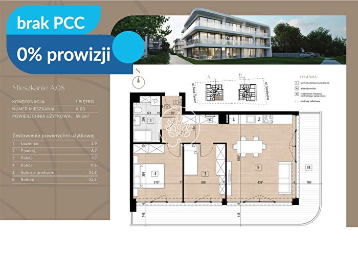 Mieszkanie 3-pokojowe na sprzedaż, Bydgoszcz – Siedlecka