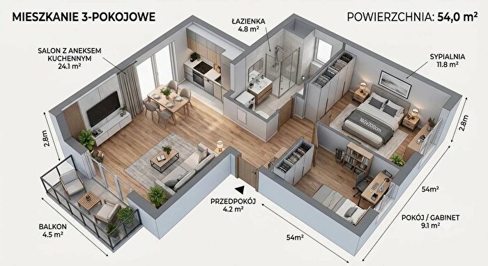 Mieszkanie 3-pokojowe na sprzedaż, Kraków