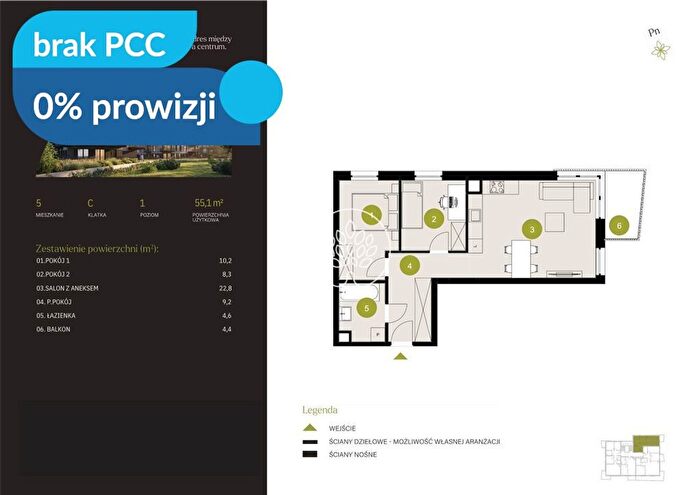 Mieszkanie 3-pokojowe na sprzedaż, Bydgoszcz – Mińska