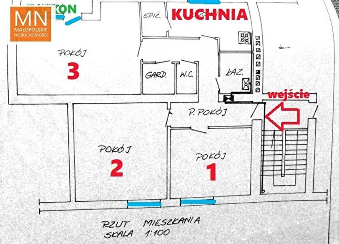 Mieszkanie 3-pokojowe na sprzedaż, Kraków – Kocmyrzowska