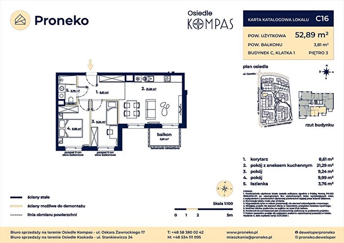 Mieszkanie 3-pokojowe na sprzedaż, Gdańsk – Oskara Żawrockiego