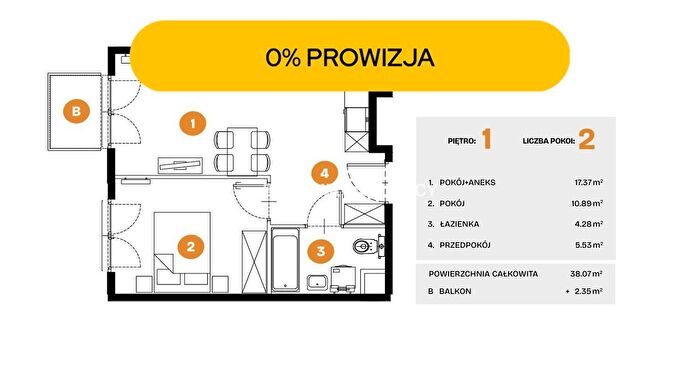 Mieszkanie 2-pokojowe na sprzedaż, Kraków – Na Błonie