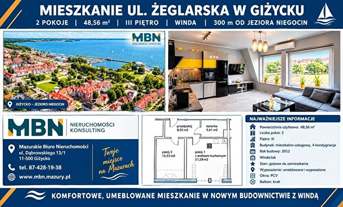 Mieszkanie 2-pokojowe na sprzedaż, Giżycko