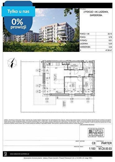 Mieszkanie 2-pokojowe na sprzedaż, Bydgoszcz – Fordońska