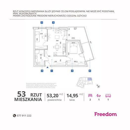 Mieszkanie 3-pokojowe na sprzedaż, Giżycko