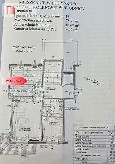 Mieszkanie 3-pokojowe na sprzedaż, Brodnica