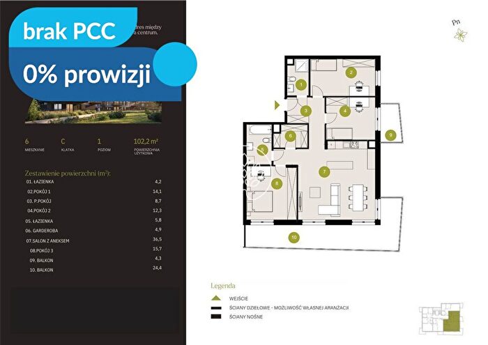 Mieszkanie 4-pokojowe na sprzedaż, Bydgoszcz – Mińska