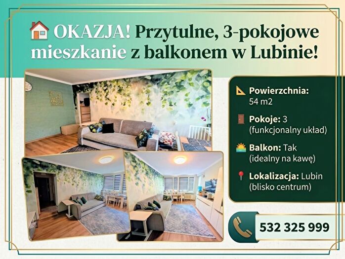 Mieszkanie 3-pokojowe na sprzedaż, Lubin – Stanisława Staszica