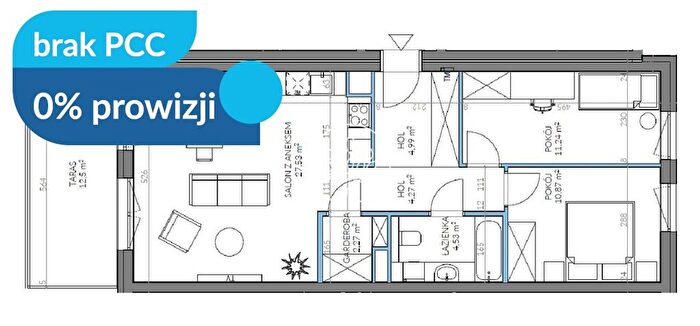 Mieszkanie 3-pokojowe na sprzedaż, Bydgoszcz – Sandomierska