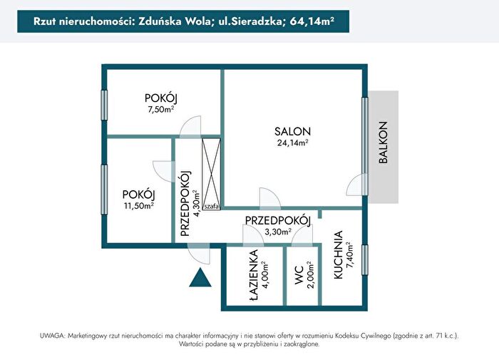 Mieszkanie 3-pokojowe na sprzedaż, Zduńska Wola