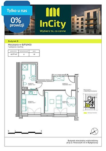 Mieszkanie 2-pokojowe na sprzedaż, Bydgoszcz – Tadeusza Kościuszki