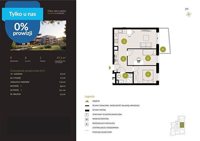 Mieszkanie 3-pokojowe na sprzedaż, Bydgoszcz – Mińska