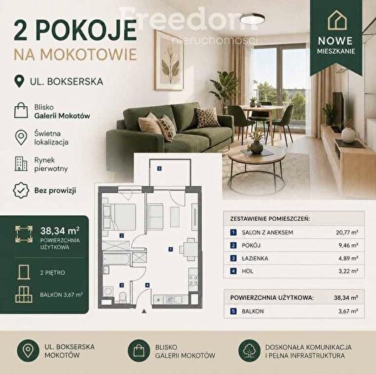 Mieszkanie 2-pokojowe na sprzedaż, Warszawa – Bokserska