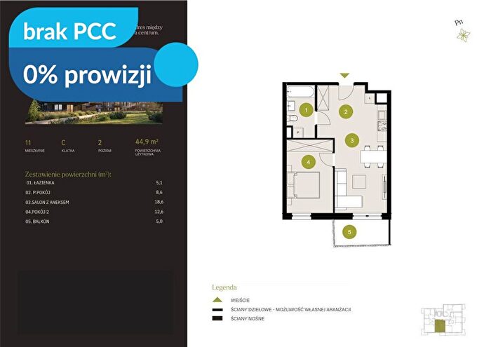 Mieszkanie 2-pokojowe na sprzedaż, Bydgoszcz – Mińska