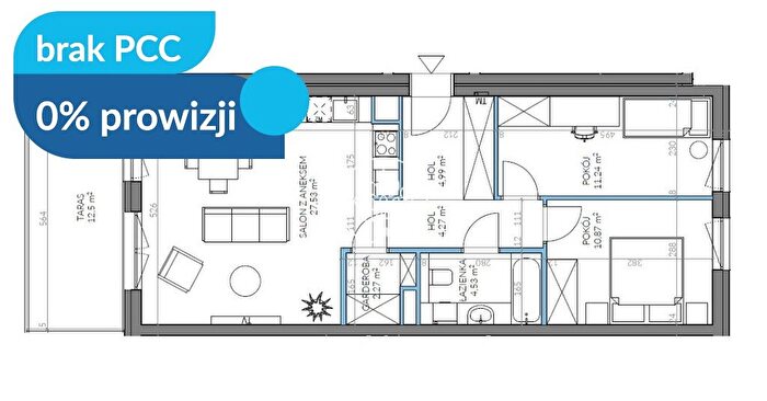Mieszkanie 3-pokojowe na sprzedaż, Bydgoszcz – Sandomierska
