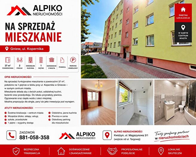 Mieszkanie 2-pokojowe na sprzedaż, Gniew