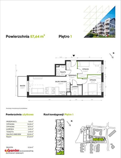 Mieszkanie 3-pokojowe na sprzedaż, Wrocław – Augustowska