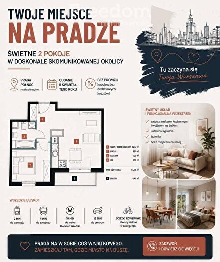 Mieszkanie 2-pokojowe na sprzedaż, Warszawa – Jagiellońska