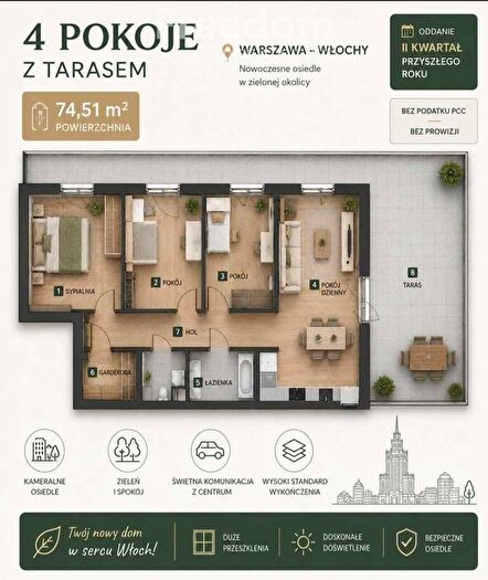 Mieszkanie 4-pokojowe na sprzedaż, Warszawa – Równoległa