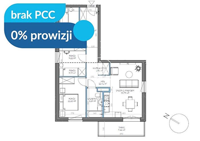 Mieszkanie 4-pokojowe na sprzedaż, Bydgoszcz – Sandomierska