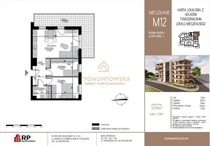 Mieszkanie 3-pokojowe na sprzedaż, Opoczno