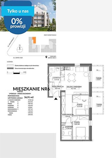 Mieszkanie 3-pokojowe na sprzedaż, Osielsko